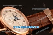 Breguet Classique Moonphase 9015 Auto Rose Gold Case with White Dial and Brown Leather Strap