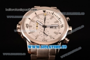 IWC Aquatimer Chronograph Miyota Quartz Full Steel with White Dial and Stick Markers