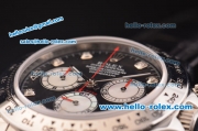 Rolex Daytona Swiss Valjoux 7750-SHG Automatic Steel Case with Black Dial and Black Leather Strap