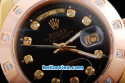Rolex Day-Date Oyster Perpetual Date Automatic Rose Gold and Gold Case with Black Dial and Diamond Marking-Big Calendar