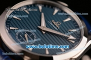 Omega Seamaster Aqua Terra 150 M Small Seconds 6497 Manual Winding Steel Case with Blue Dial and Blue Leather Strap