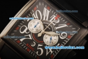 Franck Muller Conquistador King Chronograph Quartz Movement PVD Case with Black Dial and White Numeral Marker-Black Rubber Strap