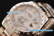 Rolex Datejust Swiss ETA 2836 Automatic Full Steel with Diamonds Bezel and White MOP Dial-Rose Gold Markers