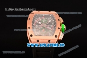 Richard Mille RM11-01 Mancini Chronograph Swiss Valjoux 7750 Automatic Rose Gold Case with Skeleton Dial and White Markers - 1:1 Original