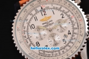 Breitling Navitimer Chronograph Quartz Movement Steel Case with Arabic Numerals and Brown Leather Strap