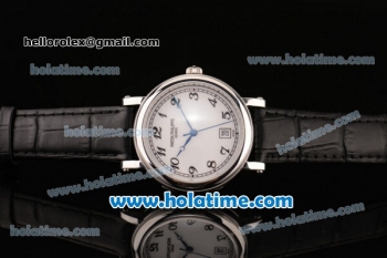 Patek Philippe Swiss ETA 2836 Automatic Movement Steel Case with White Dial and Black Leather Strap-ETA Coating Case