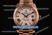 Rolex Day-Date Asia/Swiss ETA 2836 Automatic Rose Gold Case with White Dial and Rose Gold Bracelet - (BP)