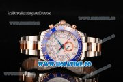 Rolex Yachtmaster II Chrono Swiss Valjoux 7750 Automatic Rose Gold/Steel Case with White Dial Blue Bezel and Dot Markers (BP)
