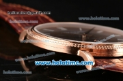 Patek Philippe Calatrava Miyota Quartz Rose Gold Case with Roman Numeral Markers and Brown Dial