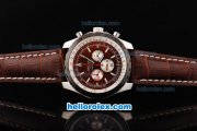 Breitling Chrono-Matic Chronograph Quartz Movement PVD Bezel with Brown Dial and White Subdials-Brown Leather Strap