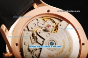 IWC Portuguese Chronograph Swiss Valjoux 7750 Automatic Movement Rose Gold Case with Black Dial and Black Leather Strap