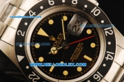 Rolex GMT-Master Swiss ETA 2846 Automatic Movement Steel Case with Black Dial and Black Ceramic Bezel