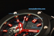 Hublot King Power F1 Monza Automatic Movement PVD Case with Red Markers and Black Rubber Strap