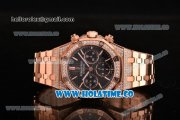 Audemars Piguet Royal Oak Chronograph Swiss Valjoux 7790 Automatic Rose Gold/Diamonds Case with Black Grids Dial Diamonds Bezel and Stick Markers (EF)