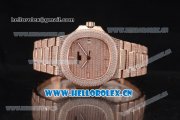 Patek Philippe Jumbo Nautilus Clone PP Automatic Rose Gold/Diamonds Case with Diamonds Dial and Stick Markers