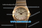 Omega Constellation Ladies Miyota Quartz Two Tone Case/Bracelet with MOP Dial and Diamond Markers - Diamonds Bezel (AAAF)