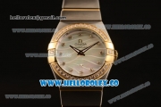 Omega Constellation Ladies Miyota Quartz Two Tone Case/Bracelet with MOP Dial and Diamond Markers - Diamonds Bezel (AAAF)