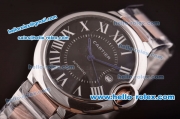 Cartier Ballon Bleu Asia 2813 Automatic Steel Case with Black Dial and Two Tone Strap - ETA Coating