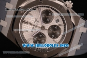 Audemars Piguet Royal Oak QE II CUP 2015 Limited Edition Chrono Swiss Valjoux 7750 Automatic Steel Case with White Dial Stick Markers and Grey Rubber Strap (EF)
