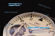 IWC Portuguese Asia 6497-CHG Manual Winding Steel Case and Black Leather Strap White Dial