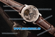 Vacheron Constantin Traditionelle Minute Repeater Tourbillon Swiss Tourbillon Manual Winding Steel Case with Gray Dial and Brown Leather Strap Steel Bezel