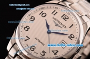 Longines Master Collection Swiss ETA 2892 Automatic Movement Full Steel with White Dial and Arabic Numerals