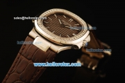 Patek Philippe Nautilus Swiss ETA 2824 Automatic Steel Case with Diamond Bezel and Brown Dial/Leather Strap-1:1 Original