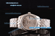 Rolex Datejust Swiss ETA 2836 Automatic Steel Case with Stick Markers Gray Dial and Stainless Steel Strap