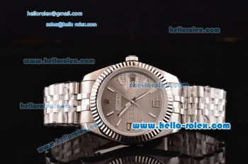 Rolex Datejust Swiss ETA 2836 Automatic Steel Case with Stick Markers Gray Dial and Stainless Steel Strap