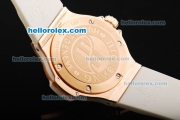 Hublot Big Bang Swiss Quartz Movement Rose Gold Case with White Dial and Diamond Bezel -Lady Model