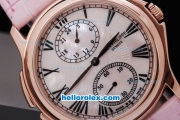 Patek Philippe Classic Rose Gold Case with Black Roman Marking and Pink Leather Strap