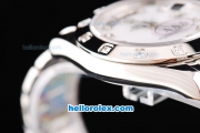 Rolex Day Date Oyster Perpetual Swiss ETA 2836 Automatic Movement Silver Case with White Dial and Diamond Markers