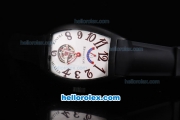 Franck Muller Tourbillon Revolution Working Power Reserve Automatic PVD Case with White Dial and Black Rubber Strap