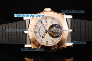 Roger Dubuis Easy Diver Tourbillon Manual Winding Movement Rose Gold Case with White Dial and Rubber Strap