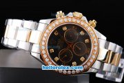 Rolex Daytona Oyster Perpetual Chronometer Automatic ETA Case Two Tone with Diamond Bezel,Black Dial and Diamond Marking Rolex Daytona Oyster Perpetual Chronometer Automatic ETA Case Two Tone with Diamond Bezel,Black Dial and Diamond Marking