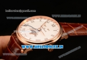 BlancPain Villeret Miyota 9015 Automatic Rose Gold Case with White Dial Roman and Brown Leather Strap (EF)