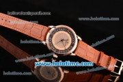 Vacheron Constantin Metiers D Art Miyota OS2035 Quartz Rose Gold Case with Beige Dial and Brown Leather Strap