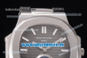 Patek Philippe Nautilus Miyota 9015 Automatic Steel Case with Black Dial Black Leather Strap and Stick Markers