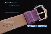 Cartier Perles de Cartier Swiss Quartz Steel Case with Purple Leather Strap and White Dial Diamond Bezel 1:1 Original