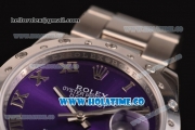 Rolex Datejust Asia 2813 Automatic Steel Case with Purple Dial Roman Numeral Markers and Diamonds Bezel (BP)