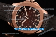 Patek Philippe Aquanaut Clone 3120 Automatic Rose Gold Case with Brown Dial Arabic Number Markers and Black Rubber Strap (BP)