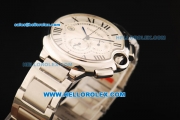 Cartier Ballon Bleu De Cartier Chronograph Swiss Quartz Movement Full Steel with White Dial and Black Roman Numerals