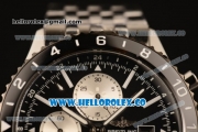 Breitling Chronoliner Chronograph Swiss Valjoux 7750 Automatic Steel Case with Black Dial Ceramic Bezel Stick Markers and Stainless Steel Bracelet