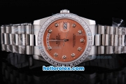 Rolex Day-Date Oyster Perpetual Automatic Rose Red Dial with Diamond Bezel and Marking