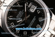 Rolex Datejust Swiss ETA 2836 Automatic Movement Stainless Steel Case with Black Dial and White Numeral Markers