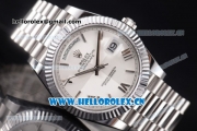 Rolex Day Date II Clone Rolex 3255 Automatic Stainless Steel Case/Bracelet with White Dial and Stick Markers (BP)