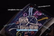 Franck Muller Long Island Chronograph Miyota Quartz Movement PVD Case with Black Dial and Colorful Numeral Markers