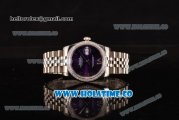 Rolex Datejust Asia 2813 Automatic Steel Case with Diamonds Bezel Purple Dial and Roman Numeral Markers (BP)