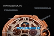 Cartier Ballon Bleu De Tourbillon Asia Automatic Rose Gold Case with Brown Dial and Roman Numeral Markers - Diamonds Bezel