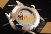 Vacheron Constantin Automatic Movement White Case with Black Dial and Leather Strap